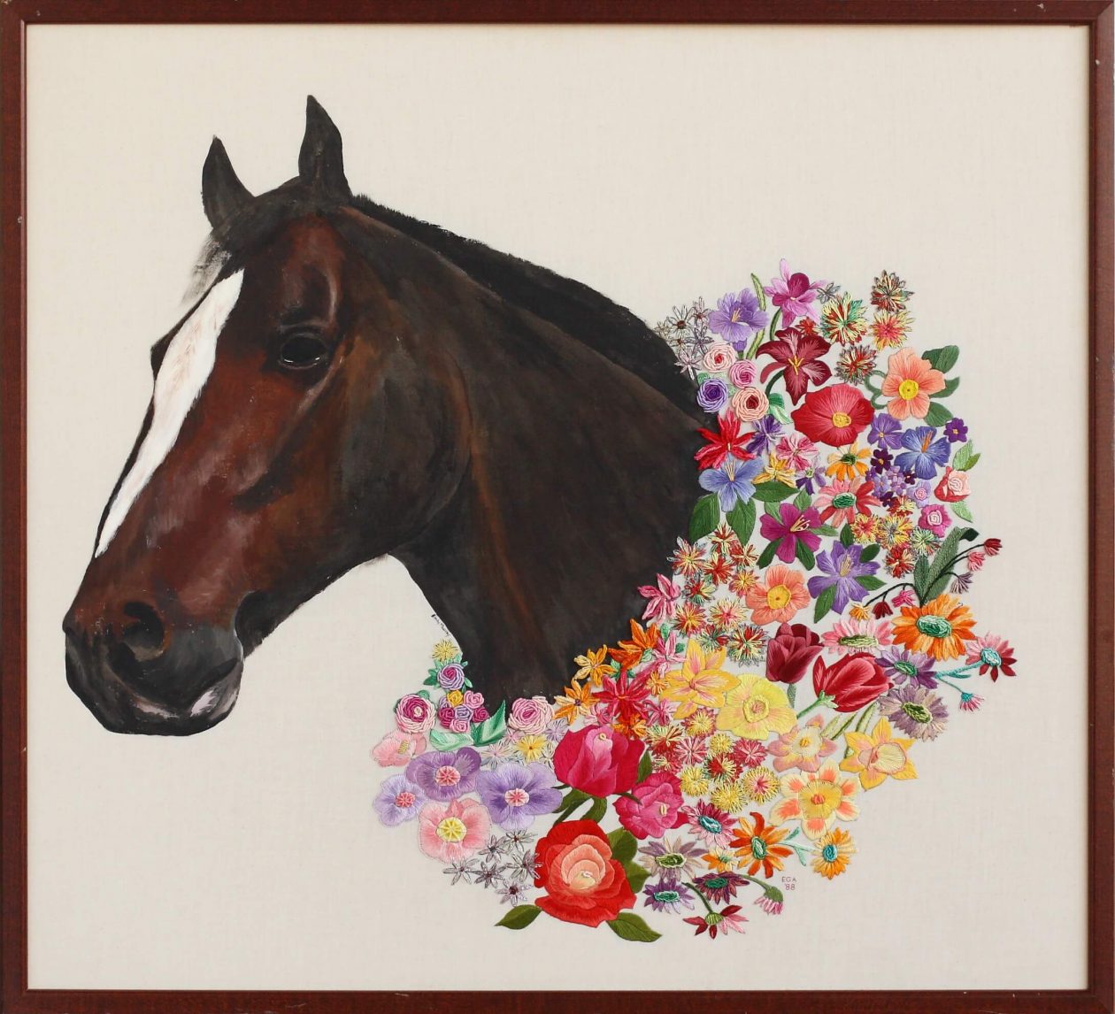 Embroidered Flower: Derby Horse