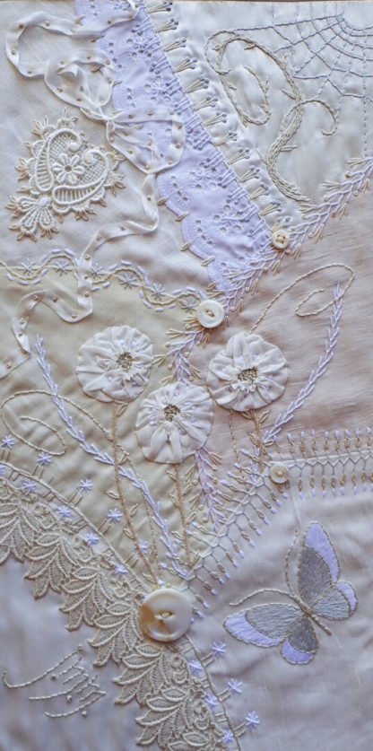 White On White Crazy Quilted Wallpiece Crazy Quilting Class
