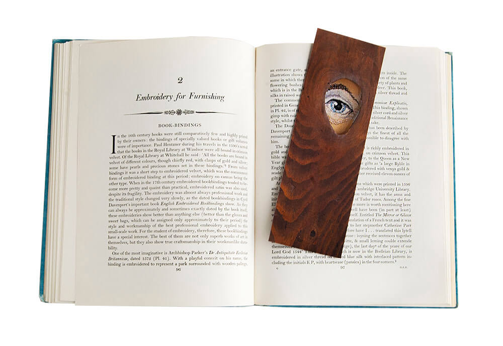 Eye Embroidery Bookmark in Book