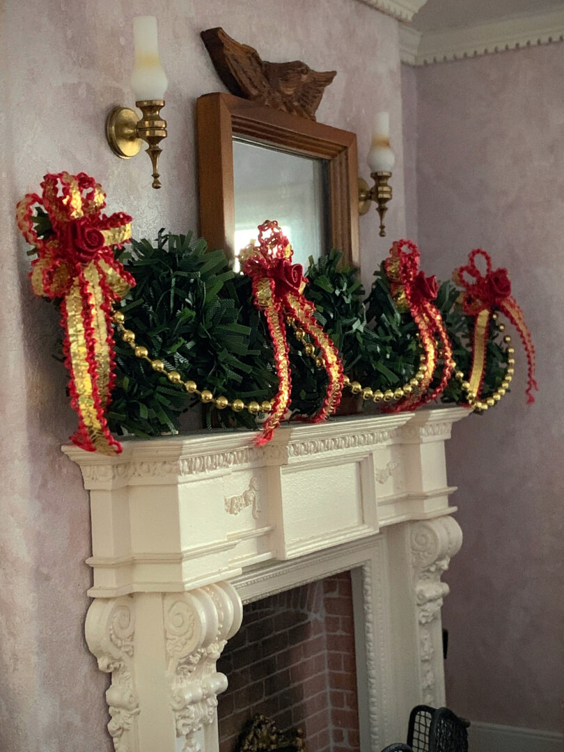 Beautiful decorations over the fireplace mantel