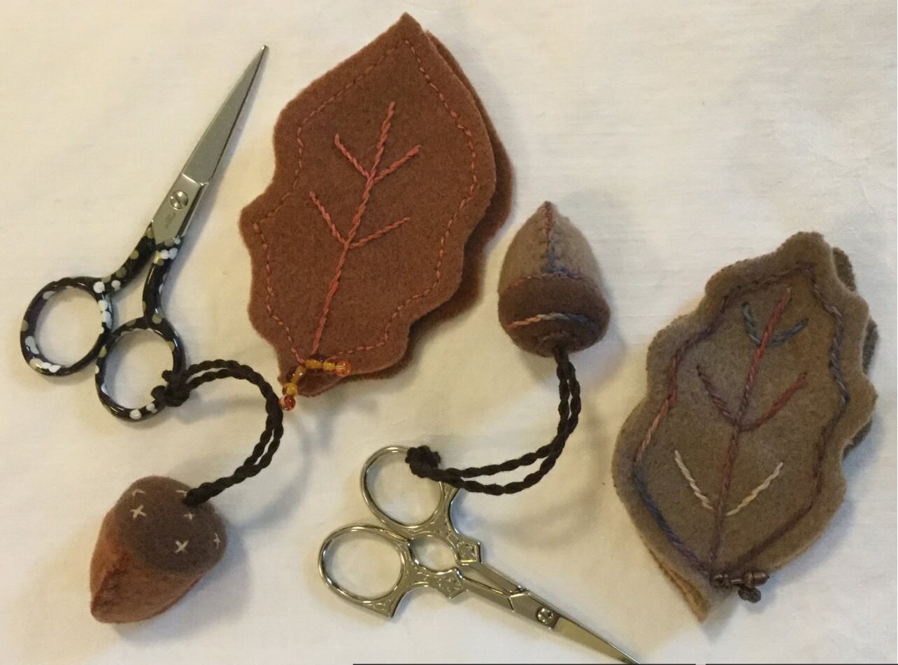 Stitch an Oak Leaf Needlebook and an Acorn Fob on our October and November Stitch-a-longs