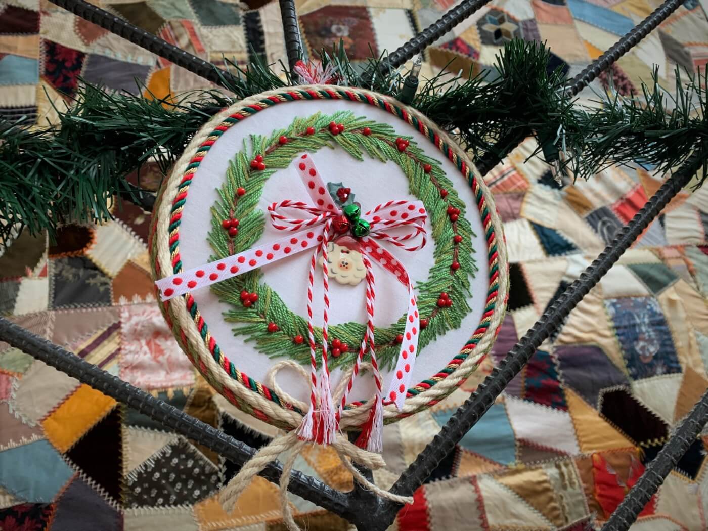 A closer look: Crewel wreath Ornament