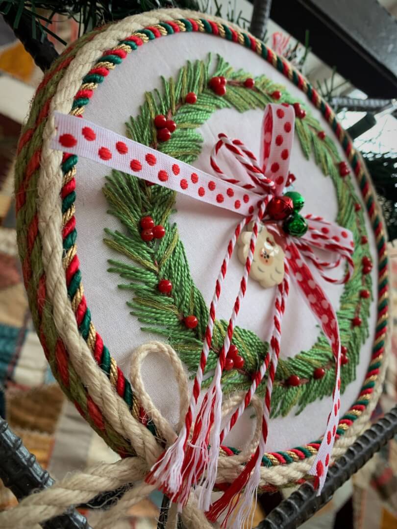 A closer look: Crewel wreath Ornament