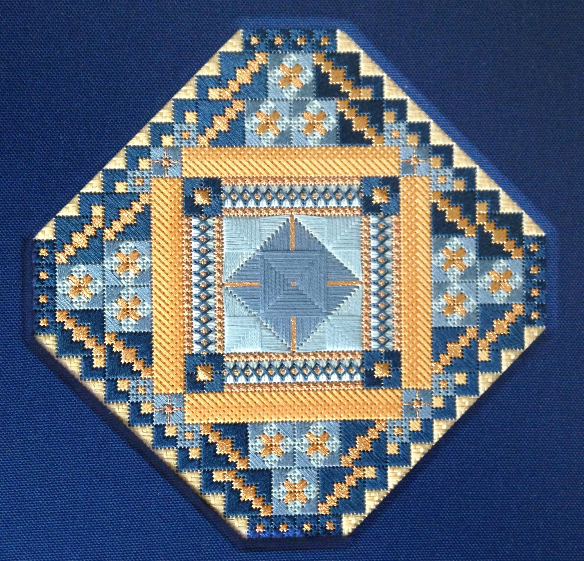 Mexican Tile in Main Colorway: Blue and Apricot