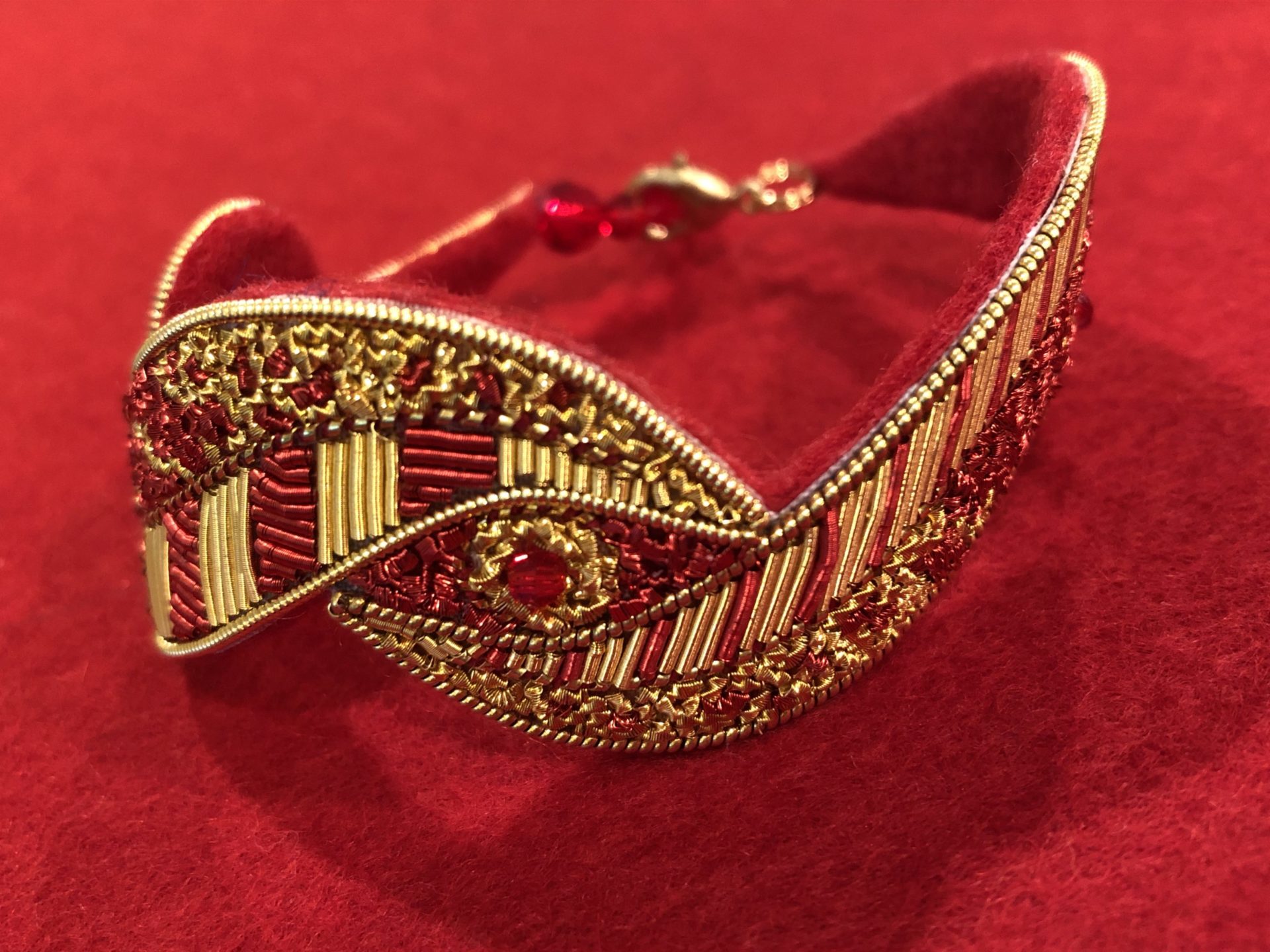 Goldwork Bracelet: Gold and Red