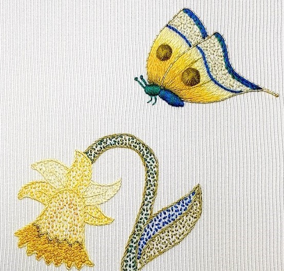 Daffodil & ButterflyRoyal School of Needlework