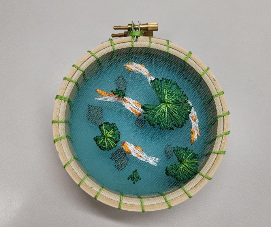 Surface Embroidery 3D Koi Fish Pond